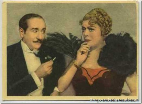 Mary Boland with Adolphe Menjou on a 1930s Cigarrillos Okey tobacco card from Chile