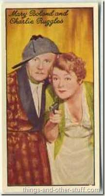 Mary Boland and Charlie Ruggles in Ruggles of Red Gap on this 1935 Carreras Film Stars tobacco card