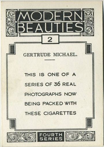 Example of Reverse 1937 BAT Modern Beauties Tobacco Card
