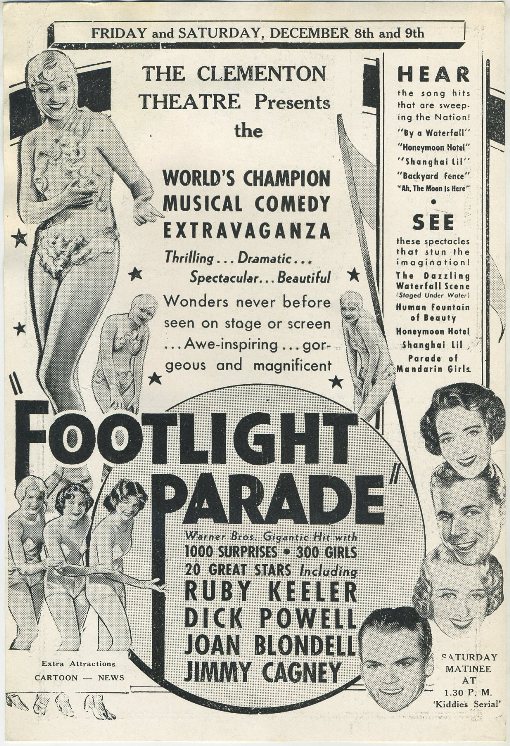 Footlight Parade advertised in Clementon Theatre program