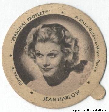 Jean Harlow 1930s Dixie Cup Lid