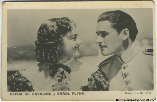 Olivia De Havilland and Errol Flynn 1938 Polo L Tobacco Card