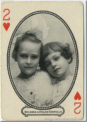 Dolores and Helene Costello picturing on a circa 1916 MJ Moriarty Playing Card