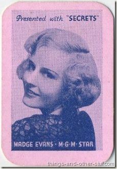 Madge Evans 1935 Secrets Magazine mini-playing card