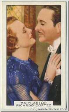 Mary Astor with Ricardo Cortez on a 1935 Gallaher tobacco card