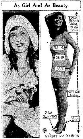Dorothy Dell Miss Universe coverage in the August 15 1930 Cumberland Evening Times
