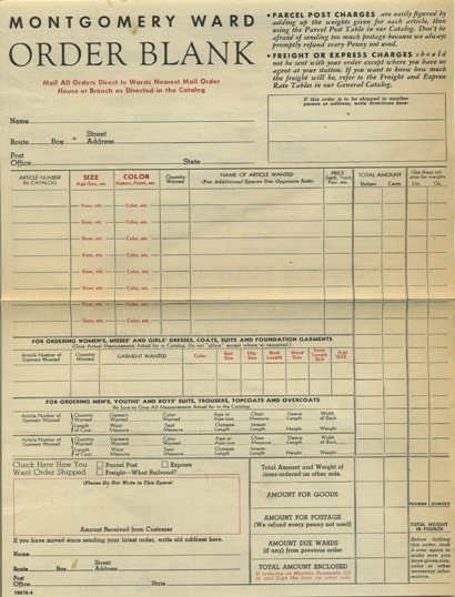 Wish that I noted the dates on the magazine issues I pulled these items from.  This Montgomery Ward order sheet is likely from the 1930s or 40's if memory serves correct.