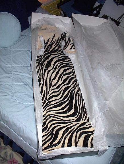 A zebra gown Judy wore on The Judy Garland Show in the early 1960's.  More photos of this item are shown below.