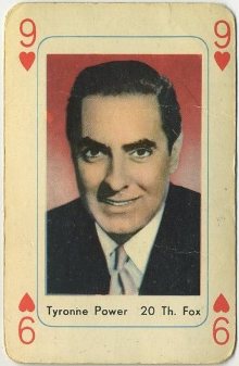 Tyrone Power 1950s Maple Leaf Playing Card