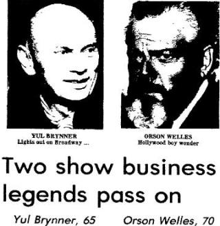 Two Show Business Legends Pass On