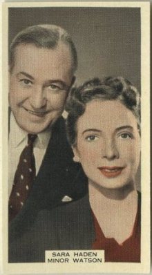 Sara Haden and Minor Watson 1939 A and M Wix Film Favourites Tobacco Card