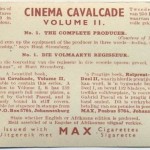 Reverse side of 1940 Cinema Cavalcade card from Volume 2