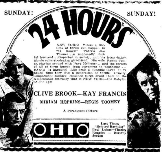 24 Hours Paramount 1931 movie ad