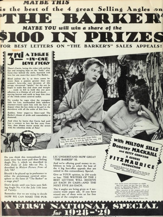 The Barker ad July 11 1928 Film Daily