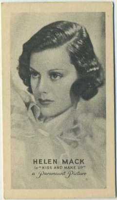 Helen Mack 1934 Golden Grain Trading Card