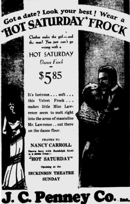JC PEnney ad for Hot Saturday Frock