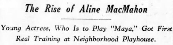 Aline MacMahon 1928 article headline