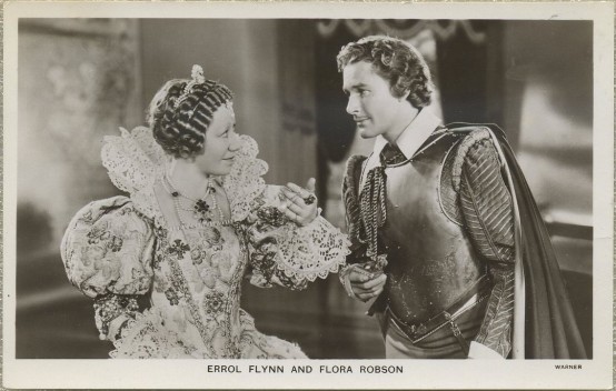 Flora Robson and Errol Flynn Postcard