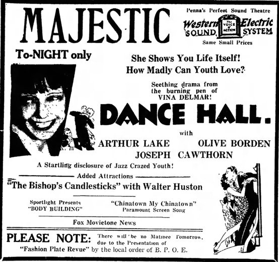 Dance Hall 1930 Advertisement