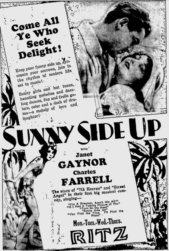 Sunny Side Up 1930 newspaper ad