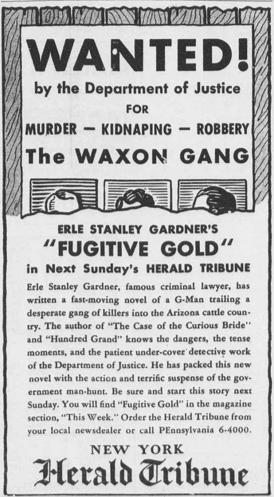 Ad for Fugitive Gold by Erle Stanley Gardner